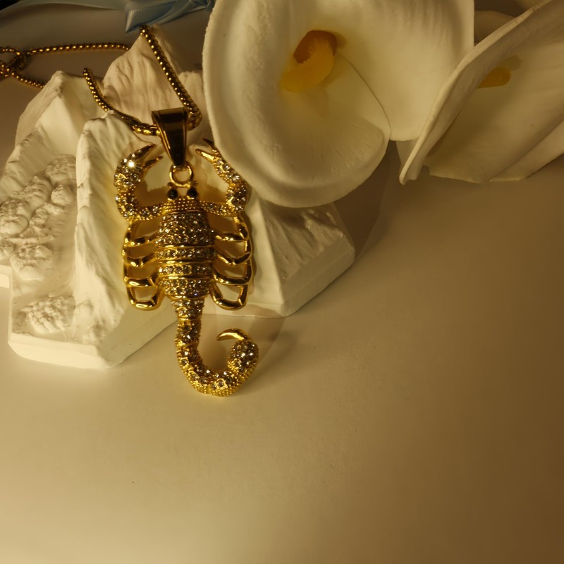 Joddfly Scorpion Pendant Necklace, 18K Gold Plated, Crystal Zircon, Hip