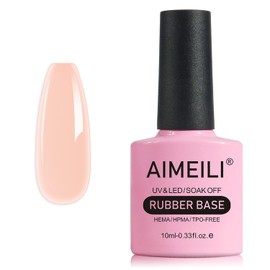 AIMEILI Hema Free Rubber Base Gel For Nails, Soak Off U V LED Clear Sheer Gel Nail Polish, 4 in 1 Nail Strengthen/Enhance/Base Coat/Color - (439) 10ml