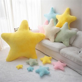 Cuddly Cushion Children's Star Cushion, Soft Fluffy Star Shape Decorative Cushion Sofa Cushion, Plush Cushion, Decorative Cushion for Girls and Boys, Home Bedroom Decoration (Yellow, 18 cm)