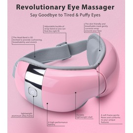 BOQUBOO Eye Massager with Heat for Migraines - Relieve Dry Eyes, Eyestrain, and Pain - Air Compression Eye Massager Mask for Relaxation, Sleep Improvement - Christmas Gifts for Women and Men (Pink)