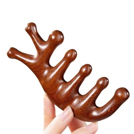 CATOR Kopfhaut Massagekamm Holzkamm, natürlicher Sandelholzkamm kein statischer Kamm mit breiten Zähnen Kopfmassage Stimulator Gua Sha Kamm Körpermassage Werkzeug kopfhaut massagebürste