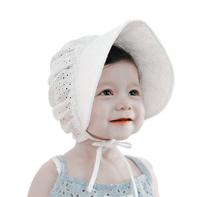 Sombrero de algodón ajustable con ojales para bebé y niña