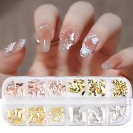 1 box rose gold silver butterfly nail decoration parts nail decor parts nail art self nail