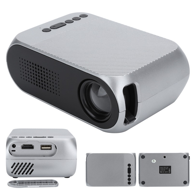 Mini Projector Silver Micro Portable 1080P LED Multi Function for