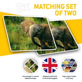 Rectangle Stickers (Set of 2) 10cm - Baby Elephant Wild Animal Fun Decals for Laptops,Tablets,Luggage,Scrap Booking,Fridges, #13014