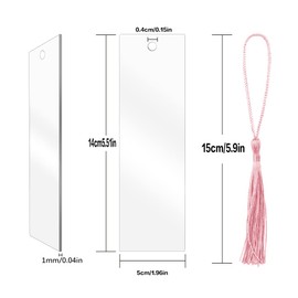 Tecmisse Blank Bookmarks Bulk, 45 Pack Clear Acrylic Craft Bookmarks with 45 Pieces Colorful Tassel, Rectangle Shape DIY Bookmark Ornaments for DIY Projects and Present Tags, 2 x 5.5 Inch