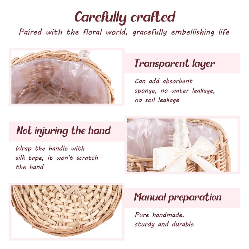 Hacbop Woven Flower Basket Rattan Storage Basket Flower Girl Hand