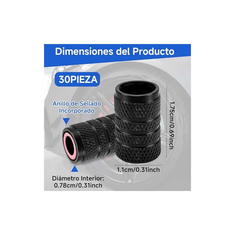AURAROSE 30Pzs Tapones para Llantas con Anillo de Sellado, Aluminio