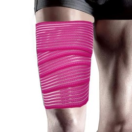 Lxnderment Elastic Thigh High Compression Support Bandage, Full Thigh Brace Wrap, Plus Size Leg Compression Garment Trimmer, Workout Wrap, Adjustable (Red)