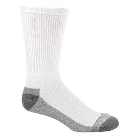 Fruit of the Loom 6 Pair Big and Tall Full Cushion Work Gear Crew Sock, Blanco