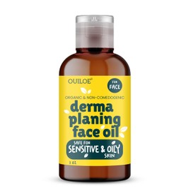 Dermaplaning Oil for Women - Face Shaving Oil for Oily Skin - Non Comedogenic, Fragrance Free, Organic, Natural and Lightweight - Use with Dermaplaning Tool for Face, 2oz by Ouiloe