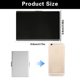 2 Pcs Metal Card Holder Wallet Cases, Ultra Thin Metal Credit Card Holder RFID Blocking Cards Sleeve Wallet, Protector Stainless Steel Wallets Bank ID Cards Holders for Men Women(Silver, Black)