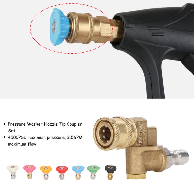 7PCS Pressure Washer Nozzle Tips with Coupler 1/4in Quick Interface