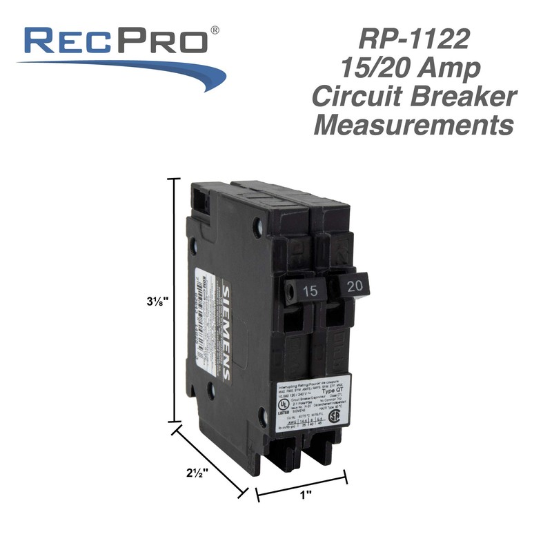 RecPro RV Circuit Breaker 15-20 Amp Q1520 | Camper Breaker