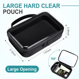 Qiyaz 3 Pcs Black Hard Clear Zipper Case, Hard Makeup Bags with Handle, Pet Large Opening Clear Toiletry Cosmetic Bag for Women Men Travel