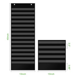 REGELETO 15+1 Pockets Daily Schedule Pocket Chart with 30 Pcs Double-Sided Reusable Cards, Scheduling Pocket Chart for Classroom Office Home Preschool Activity(Black)…