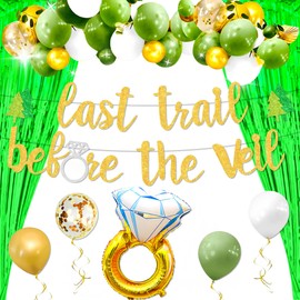 LaVenty Mountain Bachelorette Party Last Trail Before The Veil Sign Banner Hiking Camp Bachelorette Banner Party Supplies for Wedding Bridal Shower