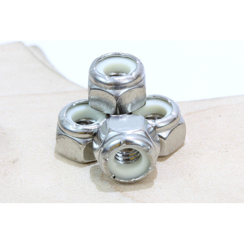 1/4"-20 Nylon Insert Lock Nut (100 Pieces) Stainless Steel Finish