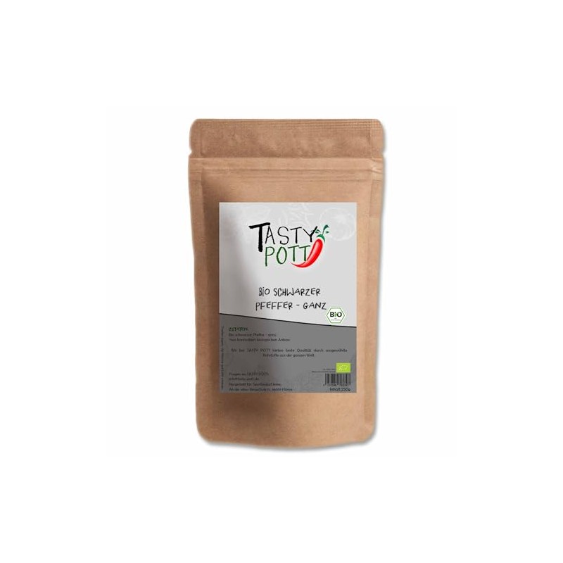 Tasty Pott Organic Black Pepper 30 g Bag | Cooking