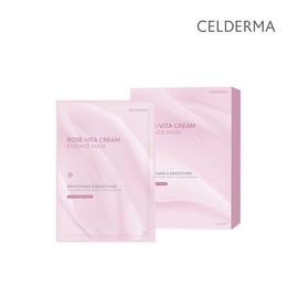 Celderma [Celderma] Rose Vita Cream Essence Mask (4 Sheets) / [셀더마] 로즈 비타 크림 에센스 마스크 (4매입)