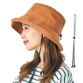 HAT MIKKE Women's Hat, Hat, 8 Colors, Foldable, UV Protection, 100% Light Blocking, Cool to Touch, Includes Chin Strap, Braun, S
