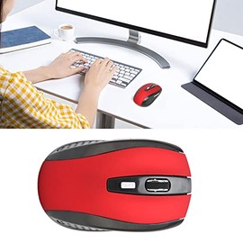 Sanpyl Mini Mouse Inalámbrico para Computadora Portátil, Mouse óptico Mate 2.4GHz 3 Niveles dpi Compatibilidad Amplia Ajustable Mini Textura Mate Accesorios para Computadora (Rojo)