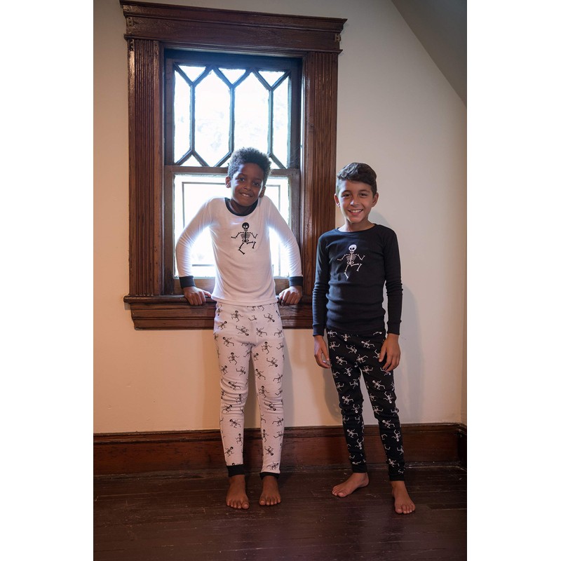 Leveret Black Skeleton 2 Piece Pajama Set 100% Cotton 12-18