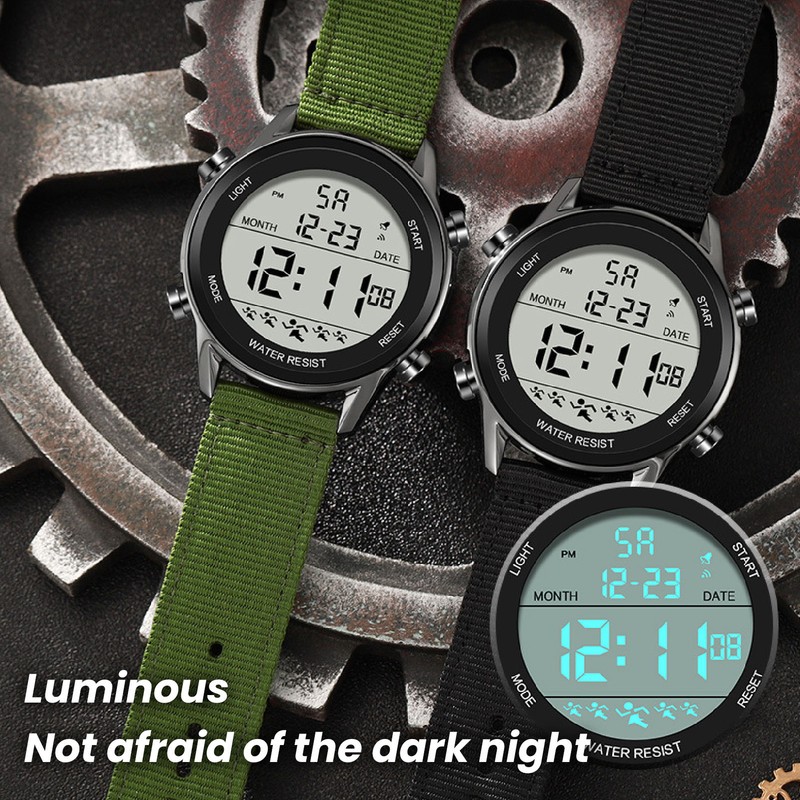 Men Digital Sports Watch Waterproof Alarm Countdown Dual Time Zone