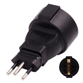 JORINDO Brazil 3 Pole Male to Germany 2 Hole Female AC Adapter,Brazilian Standard 3 pin Plug Converted to German Standard 4.8MM Round Hole Socket Power Converter(Brazil Male to Germany Socket)