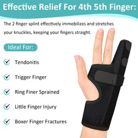 GenetGo Metacarpal Finger Splint Hand Brace - Pinky Ring Finger Immobilizer For Boxer Fractures -Fit for Both Left or Right Hand (Large)