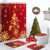 Nesphy Bathroom Sets with Shower Curtain and Rugs, 4 Pcs,Christmas