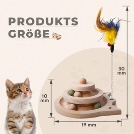 Vefhby Interactive Cat Toy, Self-Employment, Wooden Cat Toy, Intelligence Solid Wood Cat Toy, Training Device, Game Rails Toy for Cats (3 Round Rails)
