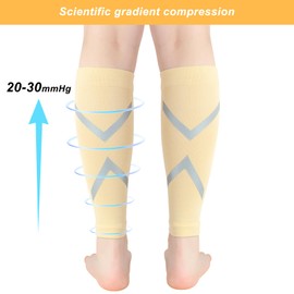 Novetec Calf Compression Sleeve for Men & Women, Leg Sleeves Footless Socks Reflective for Shin Splint Relief & Night Running Cycling