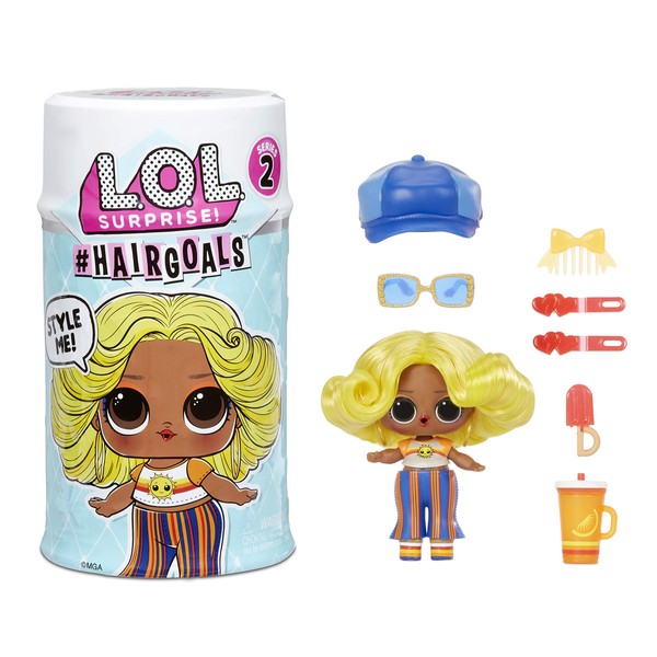 L.O.L. Surprise! Hairgoals Series 2 with 15 Surprises Including Real Hair Fashion Doll, Exclusive Hair Salon Toy Chair, Doll Accessories, Bottle, Comb - Small Dolls for Girls Ages 4-14 Years
