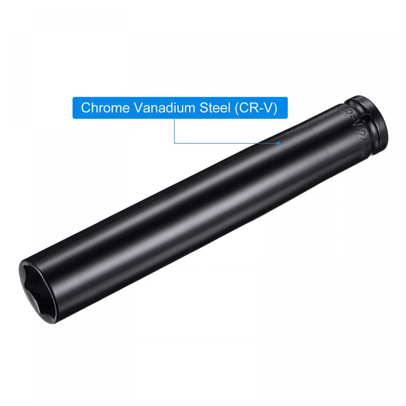 sourcing map 1/2" Drive by 24mm Deep Impact Socket, Heat-Treated