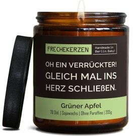 Lustige Duftkerze mit Spruch für Beste FreundIn | Handgemacht aus Sojawachs | In Geschenkbox | Nachhaltiges Geschenk Freundschaft Freundin Freund Partner Schwester BFF |Apfel