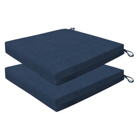 Honeycomb Essentials Outdoor Square Seat Cushions,19" x 19", Hampton Texture Navy Patio Chair Cushion 2-Pack