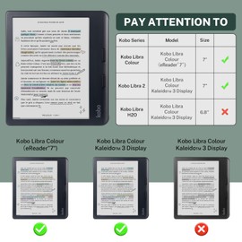 Case Compatible with Kobo Libra Colour(2024) and Kobo Libra 2(2021) e-Reader, Includes a Screen Protector - Premium PU Leather Cover with Auto Sleep/Wake