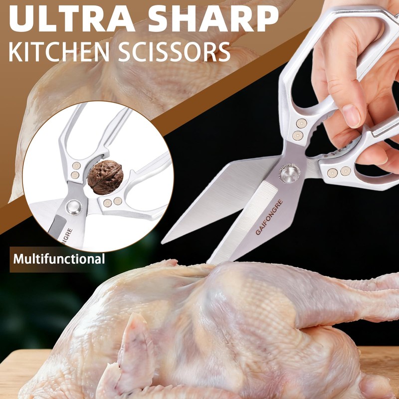 GAIFONGRE Heavy Duty Kitchen Scissors, Sharp Multifunctional Shears for Food