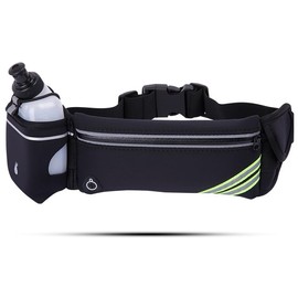 Hydration Running Belt/Water Bottle Waist Pack - Waterproof & Reflective for Night Jogging