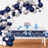 Happy Birthday Tablecloth,Blue Table Cloth Party Disposable for Girls Boys,137