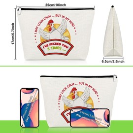 Funny Chicken Gifts for Women Chicken Lover Makeup Bag Sarcastic Gifts for Friend Female Sister Coworker Colleague Pet Lover Cosmetic Bag Animal Lovers Present Christmas Birthday Present Travel Pouch