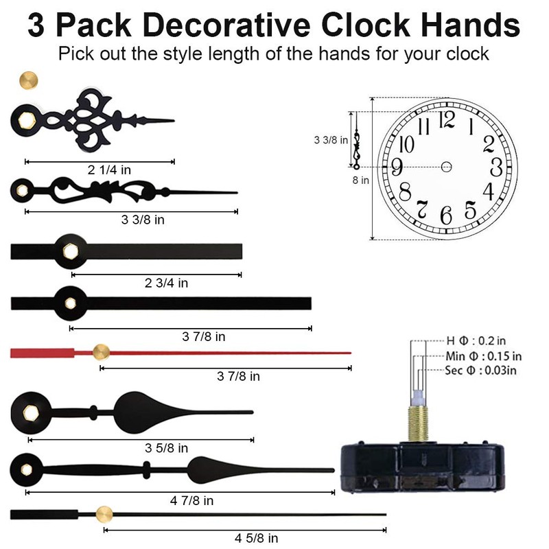 EMOON High Torque 12888 Clock Movement Mechanism with 3 Pairs