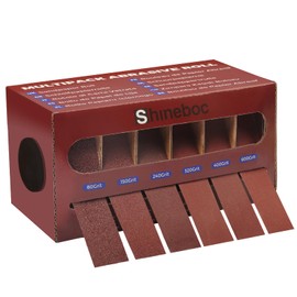 Shineboc Emery Cloth Roll, 2.5 cm x 6 m, Sandpaper with Dispenser, Grit 80/150/240/320/400/600.6 Rolls Sandpaper for Wood, Furniture, Finishing, Metal, Sanding, Automotive Polishing