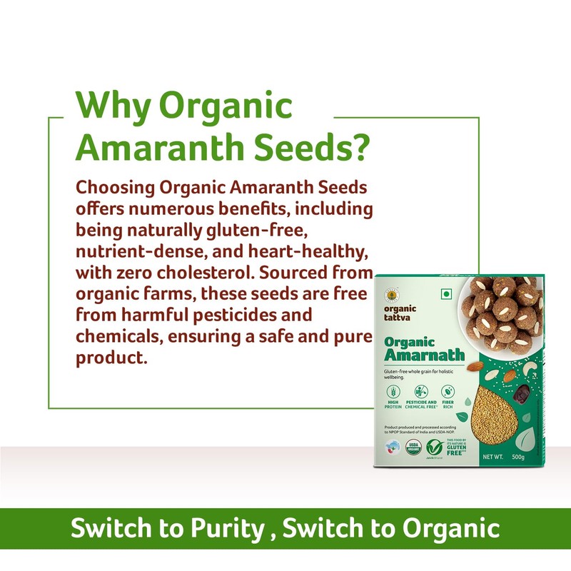 Organic Tattva Amaranth Grain Rajgira Seeds 500g USDA Organic Certified