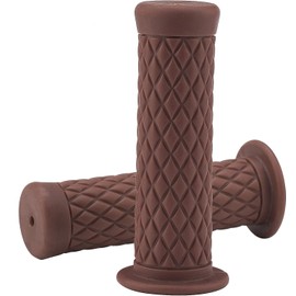1" Grip for 25.4mm Handle Harley Bike Grips American 25mm/28mm Set Diamond Cut Non-Piercing (Brown)