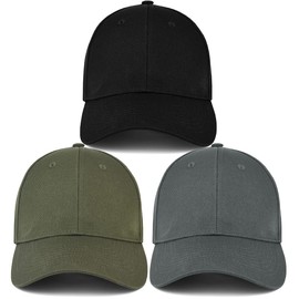 ZEXIAN 3 Pack Unisex Cotton Baseball Cap Adjustable Unconstructed Plain Sport Dad Golf Hat for Men and Women (Black+Grey+Green)