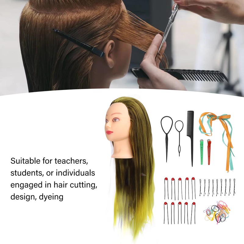 Gradient Wig Hair Mannequin Head Hairdressing Styling Training Braiding Doll