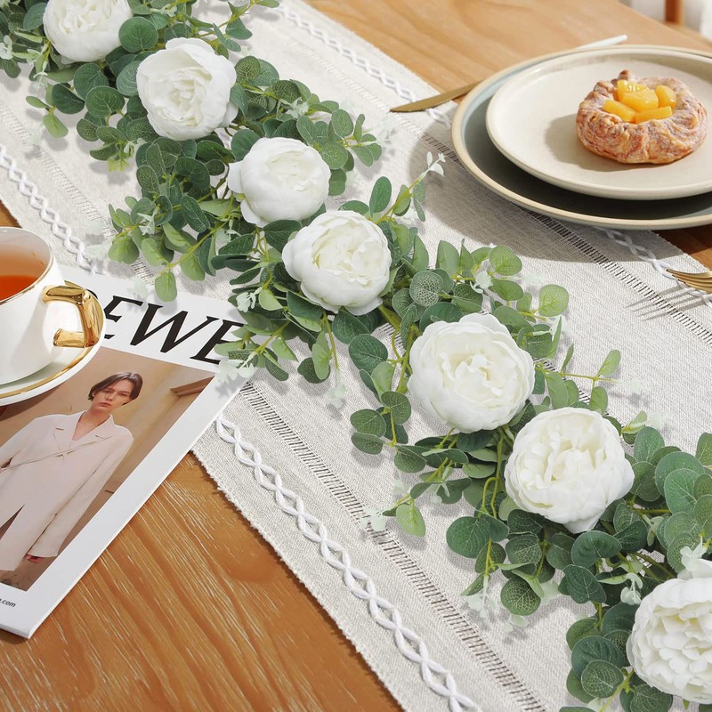 SHACOS 6 ft/185 cm Artificial Flower Garland Wedding Artificial Flowers