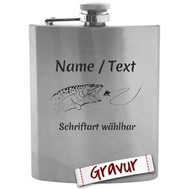 Fishing Gift Hip Flask with Engraving, Angler Gifts for Men, Gift Idea Men, Dad and Grandpa for Birthday, Retirement, Father's Day